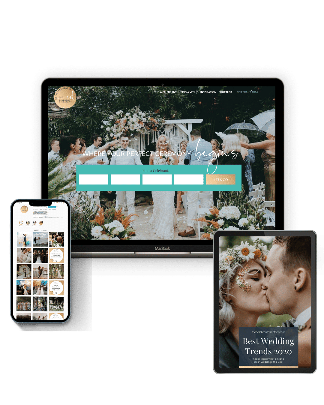 The Celebrant directory brand and website design