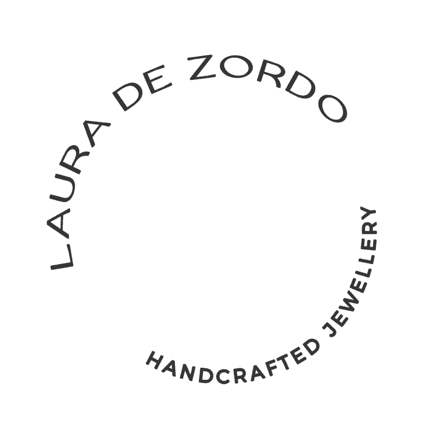 PACKAGING STICKER reads laura de zordo handcrafted jewellery
