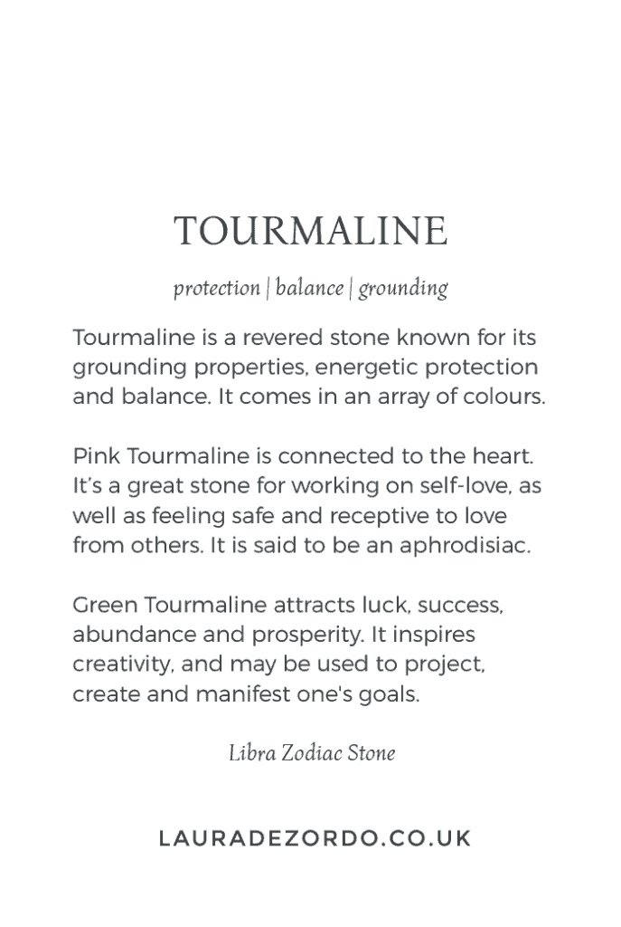 Tourmaline stone meaning card designed for Laura De Zordo