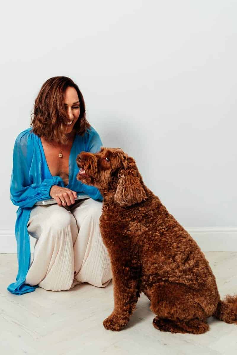 Danielle Garber and Red the Australian Labradoodle at Be More You brand Studio