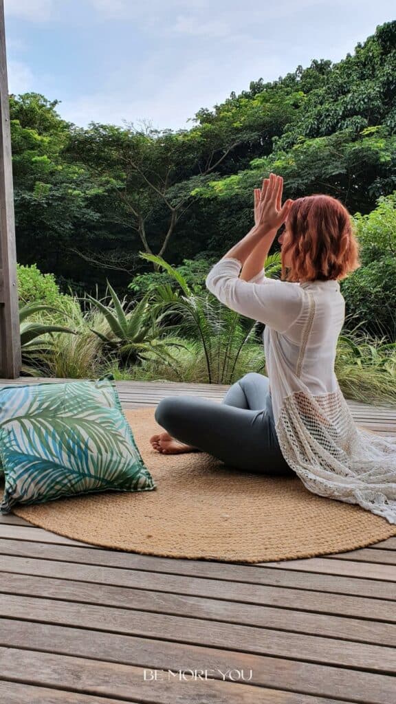 Danielle practicing yoga outside in South Africa