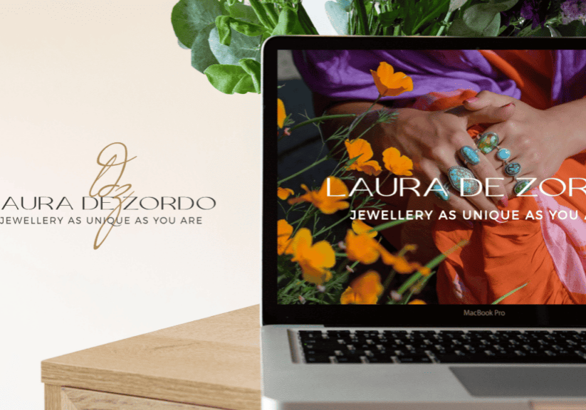 Laura de zordo brand design on a laptop