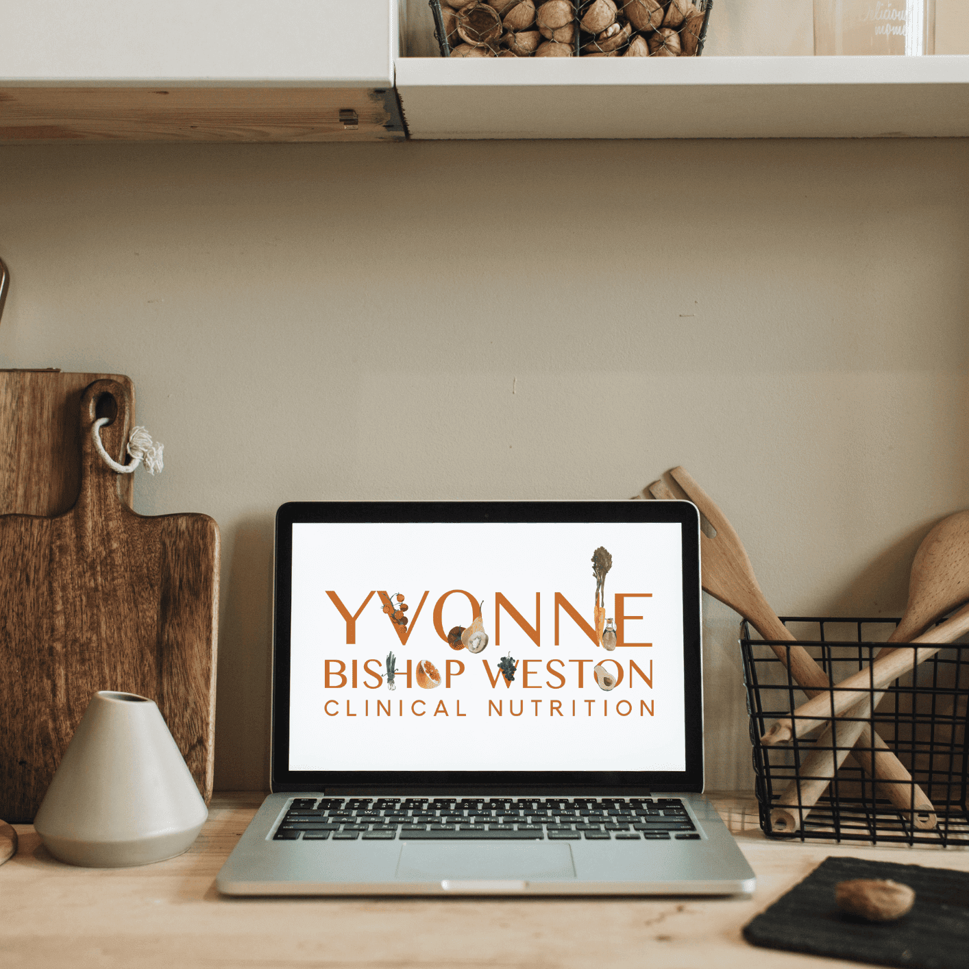 Yvonne bishop weston nutrition logo on a laptop